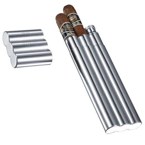 Image of Mastiff Stainless Steel Cigar Case And Hip Flask - Shades of Havana