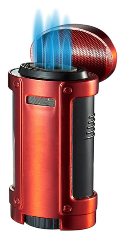 Image of Rhino Brushed Red Quad Torch Flame Cigar Lighter