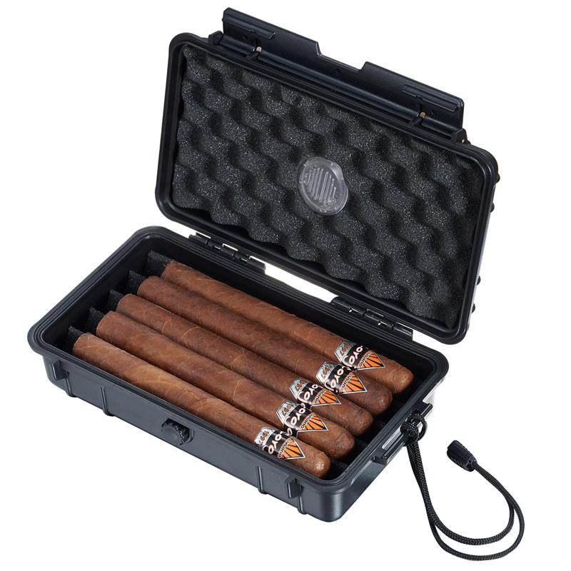 Wyatt Hard Plastic Travel Cigar Humidor 5 Cigar Count - Shades of Havana