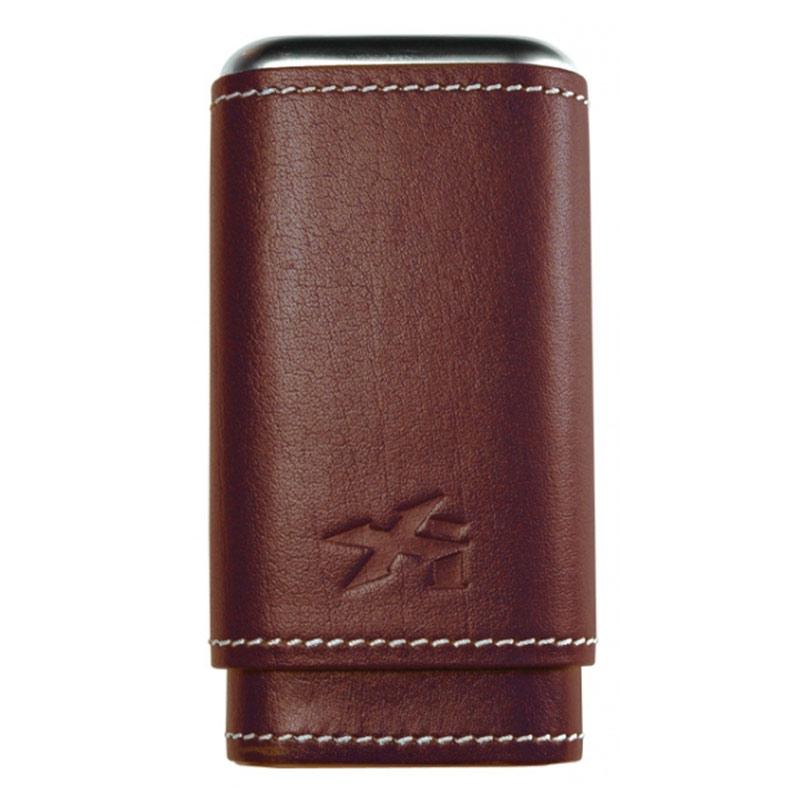 Stylish Grained Calf Leather 2 Finger Cigar Case in Black